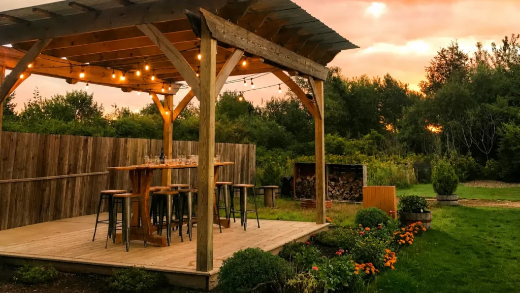 Terrasse éclairée avec sa pergola